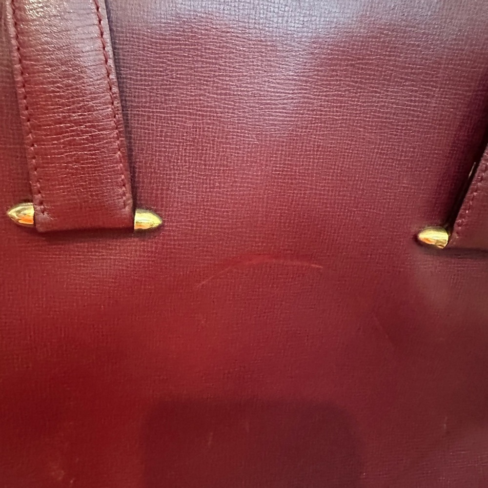 Cartier Paris Burgundy/Wine Tall Dome Bag wSignature Cartier Fabric Interior EUC - Picture 11 of 11